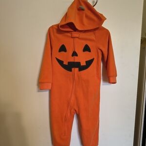Carter's Orange Hooded Fleece Pajama One-Piece